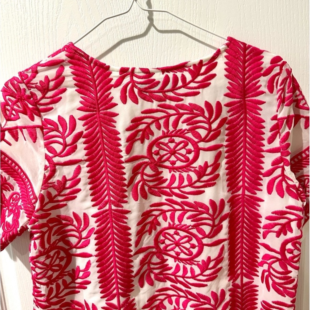 Lulu's Fond of You Hot Pink Embroidered Short Sleeve Shift Dress Sz XS - Picture 8 of 12